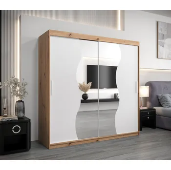 Šatní skříň Šatní skříň ROZALIE - šířka 200 cm, dub artisan / bílá