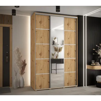 Šatní skříň Šatní skříň YVONA 5 - 160/45 cm, dub artisan / stříbrná