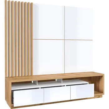 Obývací stěna Obývací stěna SYLWIA - dub wotan / bílá / lesklá bílá