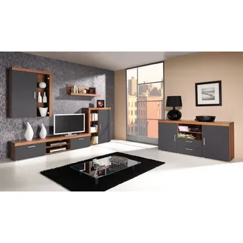 Obývací stěna Obývací sestava APOLLO 3 - švestka / grafitová