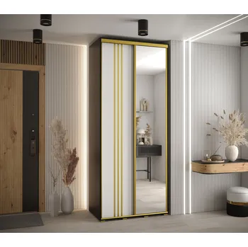 Šatní skříň Šatní skříň YVONA 7 - 120/45 cm, černá / bílá / zlatá