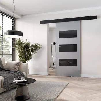 Interiérové dveře Interiérové dveře na stěnu BARRET 15 - 86 cm, šedé / černé