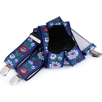 Kšandy Šle folklor šíře 4 cm délka 120 cm, střední, 2 modrá