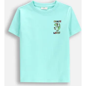 Chlapecké tričko Dětské bavlněné tričko Coccodrillo tyrkysová barva, s potiskem, EVERYDAY BOY WC5143212VBD 65X, vel. 116