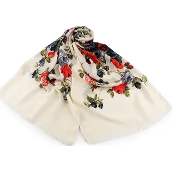 Šála Šátek / šála / pléd růže 80x175 cm, střední, 1 krémová světlá