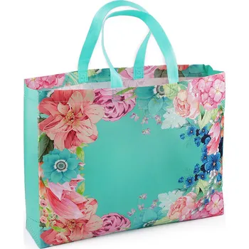 Nákupní taška Taška z laminované netkané textilie 42x32 cm, velké, 2 zelená