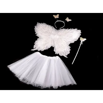 Karnevalový kostým Karnevalový kostým - víla, péřová křídla, střední, 1 bílá