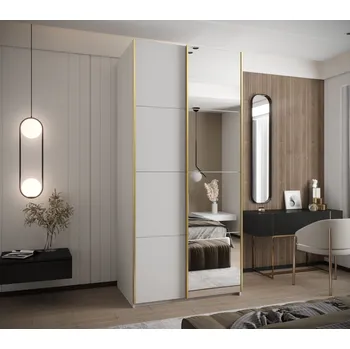 Šatní skříň Dvoudveřová skříň SAMARA 3 - 110 cm, bílá / zlatá