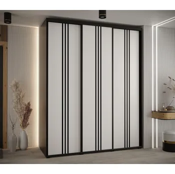 Šatní skříň Šatní skříň YVONA 6 - 200/60 cm, černá / bílá / černá