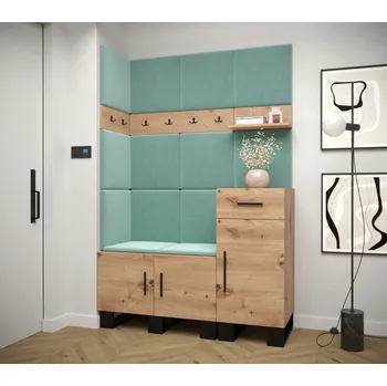 Předsíňová stěna Předsíňová sestava RUMIE 10 - dub artisan, mátové panely