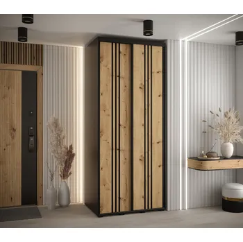 Šatní skříň Šatní skříň YVONA 6 - 120/60 cm, černá / dub artisan / černá