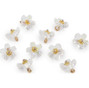 Dětské navlékací korálky Plastové korálky / přívěsky květ k výrobě bižuterie a přívěsků Ø10 mm, střední, 1 transparent AB