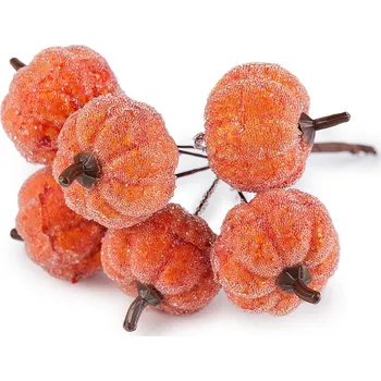 umělá květina Umělé dýně v ledu, na drátku, střední, oranžová