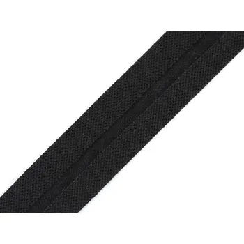 Šikmý proužek bavlněný šíře 20 mm zažehlený, střední, 1 / 21 černá