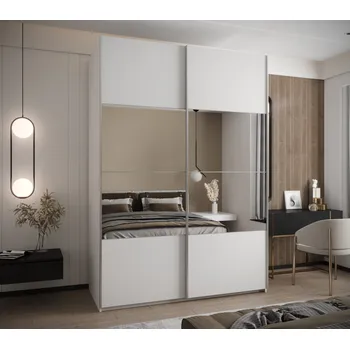 Šatní skříň Dvoudveřová skříň SAMARA 4 - 180 cm, bílá / stříbrná