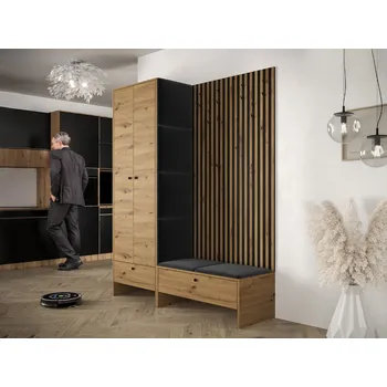 Předsíňová stěna Stěna do chodby ZAMORA 3 - dub artisan / černá