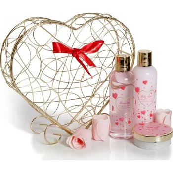 Sprchový gel Pokhara set Srdce (sprchový gel, tělové mléko,sůl, mýdlové růže)