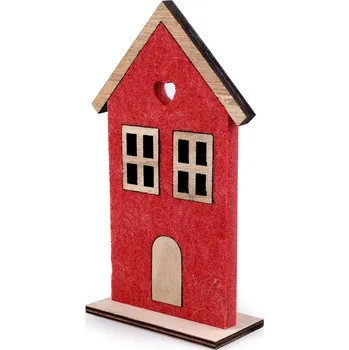 Vánoční dekorace Dřevěný domeček, střední, 2 červená
