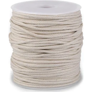 Šňůra bavlněná Ø2 mm voskovaná, střední, 10 ecru