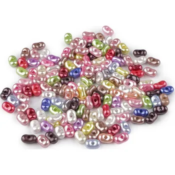 Dětské navlékací korálky Plastové korálky peanut mix 4x6 mm, střední, 5 multikolor perleťové