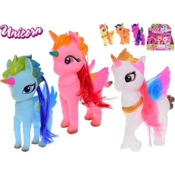 Figurka Unicorn jednorožec 20 cm stojící - mix barev (modrý, bílý, žlutý, oranžový, světle růžový, tmavě růžový)