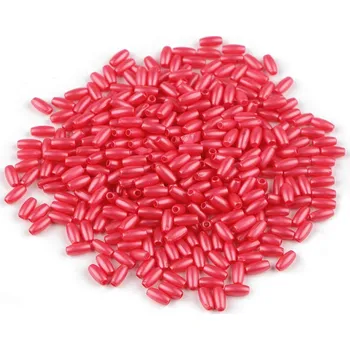 Dětské navlékací korálky Plastové voskové korálky / perly Glance rýže 3x6 mm, velké, 10 červená světlá