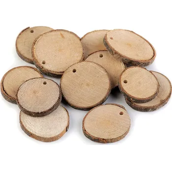 Přírodní dřevěné kolečko s otvorem k domalování, střední, přírodní