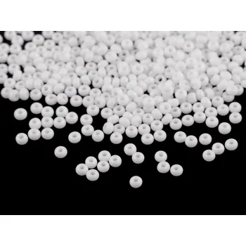 Dětské navlékací korálky Rokajl Preciosa 8/0 - 3 mm, střední, 03050 bílá