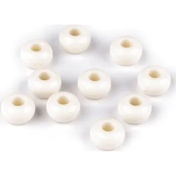 Dětské navlékací korálky Plastové korálky s velkým průvlekem Ø15 mm dekorační, velké, 1 krémová nejsvět.