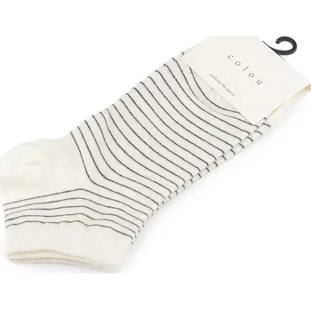 Dámské ponožky Dámské / dívčí bavlněné ponožky kotníkové, velké, 2 krémová světlá proužky