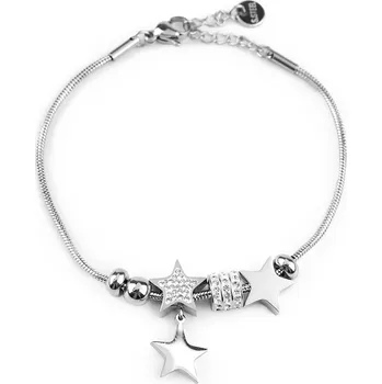 Náramek Náramek z nerezové oceli, střední, 2 stříbrná hvězda