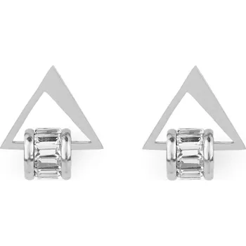 Náramek Náušnice z nerezové oceli trojúhelník s broušenými kamínky, střední, 1 stříbrná