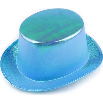 Karnevalový doplněk Párty / karnevalový klobouk / cylindr metalický, střední, 1 modrá azurová AB