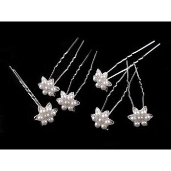 Náramek Perlová vlásenka květ Ø17 mm, střední, bílá stříbrná