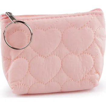 Peněženka Malá peněženka / klíčenka srdce, prošívaná 11x8 cm, velké, 1 pudrová