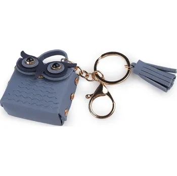 Náramek Přívěsek minikabelka na batoh / klíče sova, střední, 4 modrá jeans