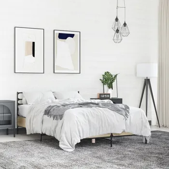 Postel zahrada-XL Rám postele dub sonoma 120 x 190 cm kompozitní dřevo a kov 3280068