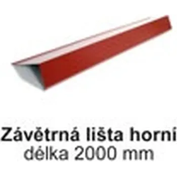 plechová krytina Lišta závětrná horní červená Polyestersat 25 (PE25) – 2000 mm