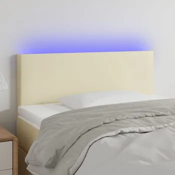 Čelo postele s LED krémové 90x5x78/88 cm umělá kůže IM_3121412