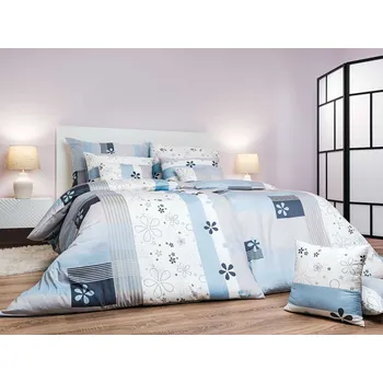 Povlečení DADKA VRACOV Povlečení satén Flér šedomodrá 240x200, 2x70x90 cm