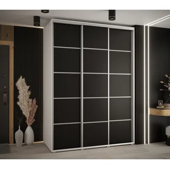 Šatní skříň Šatní skříň ASIRI 4 - 170/60 cm, bílá / černá / stříbrná