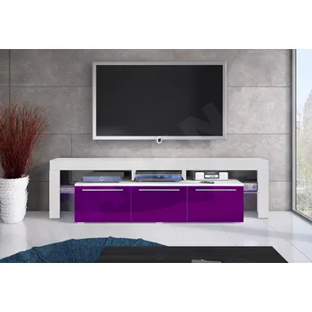 Televizní stolek Televizní stolek BENITO - bílý / fialový lesk