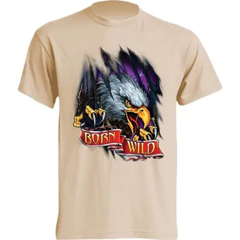 Pánské tričko biker_panske_tricko_potisk_orel_trhajici Barva: Lime stone - krémová, velikost: XS