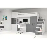 Dětská patrová postel s úložným prostorem a matrací 80x200 IDA 4 - bílá / grafit