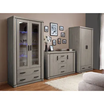 Obývací stěna Nábytek do obývacího pokoje s LED osvětlením ARIKA 4 - dub lanýž