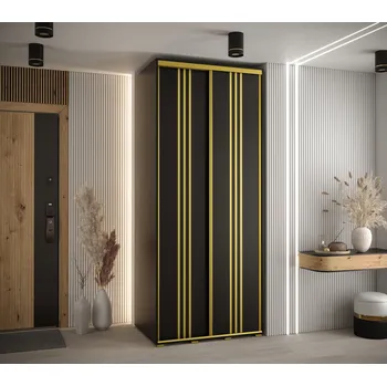 Šatní skříň Šatní skříň YVONA 6 - 110/60 cm, černá / zlatá