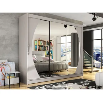 Šatní skříň Velká zrcadlová šatní skříň 250 cm HORTENSIA 9 - kašmír