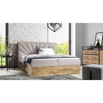 Postel Kontinentální postel 140x200 CHANTELLE 7 - dub wotan / béžová + topper ZDARMA