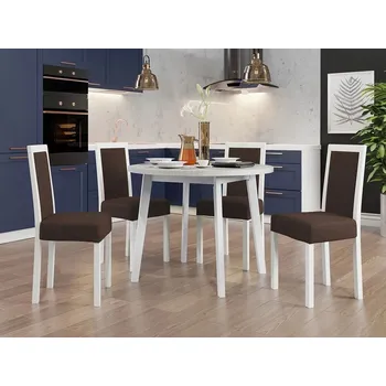 Jídelní stůl Sestava 4+1 do jídelny SALUSIA 1 - bílá / bílá / hnědá 2