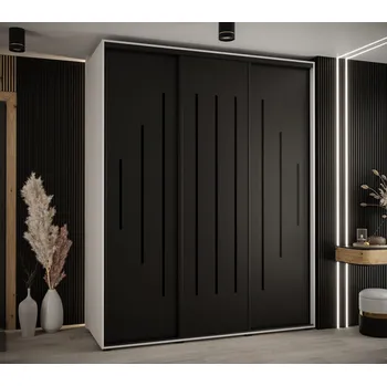 Šatní skříň Šatní skříň ASIRI 12 - 190/60 cm, bílá / černá / černá